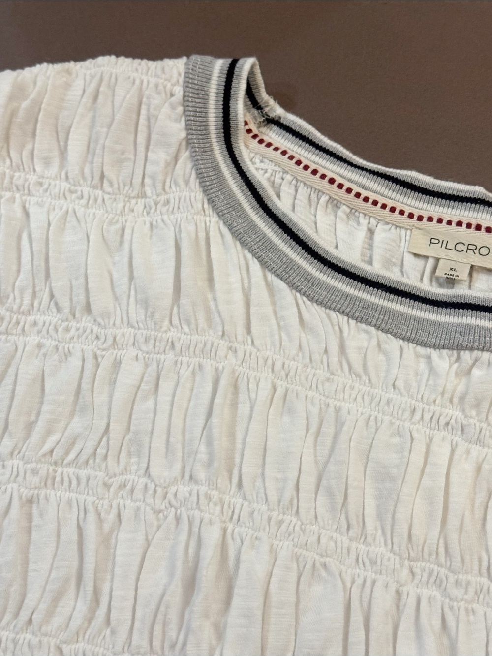Pilcro 100% Cotton Smocked Peplum Tee - Picture 5 of 9